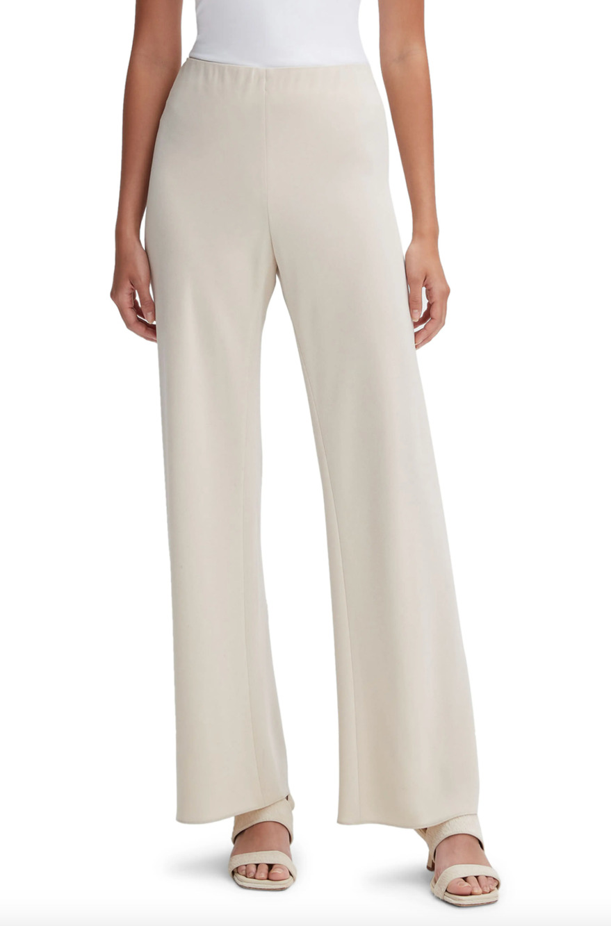 Vince Colette High Waist Crepe Bias Cut Wide Leg Pants Ivory Size M